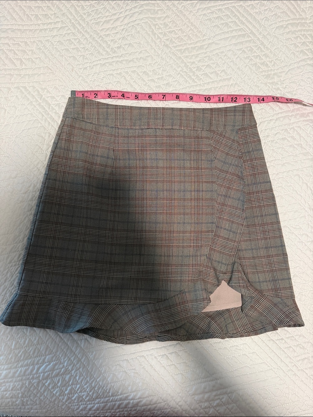 Heartloom Plaid Mini Skirt in Grey and Pink